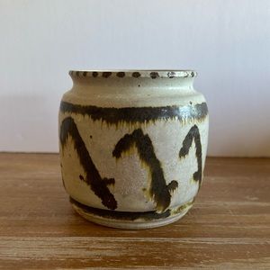 Vintage Signed Studio Pottery in Brown and Ivory